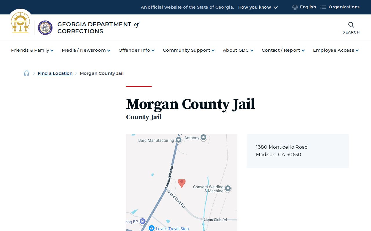 Morgan County Jail release records facility listing