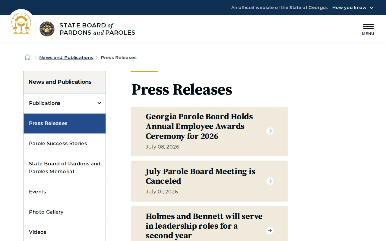 Morgan County parole release Board meeting notices