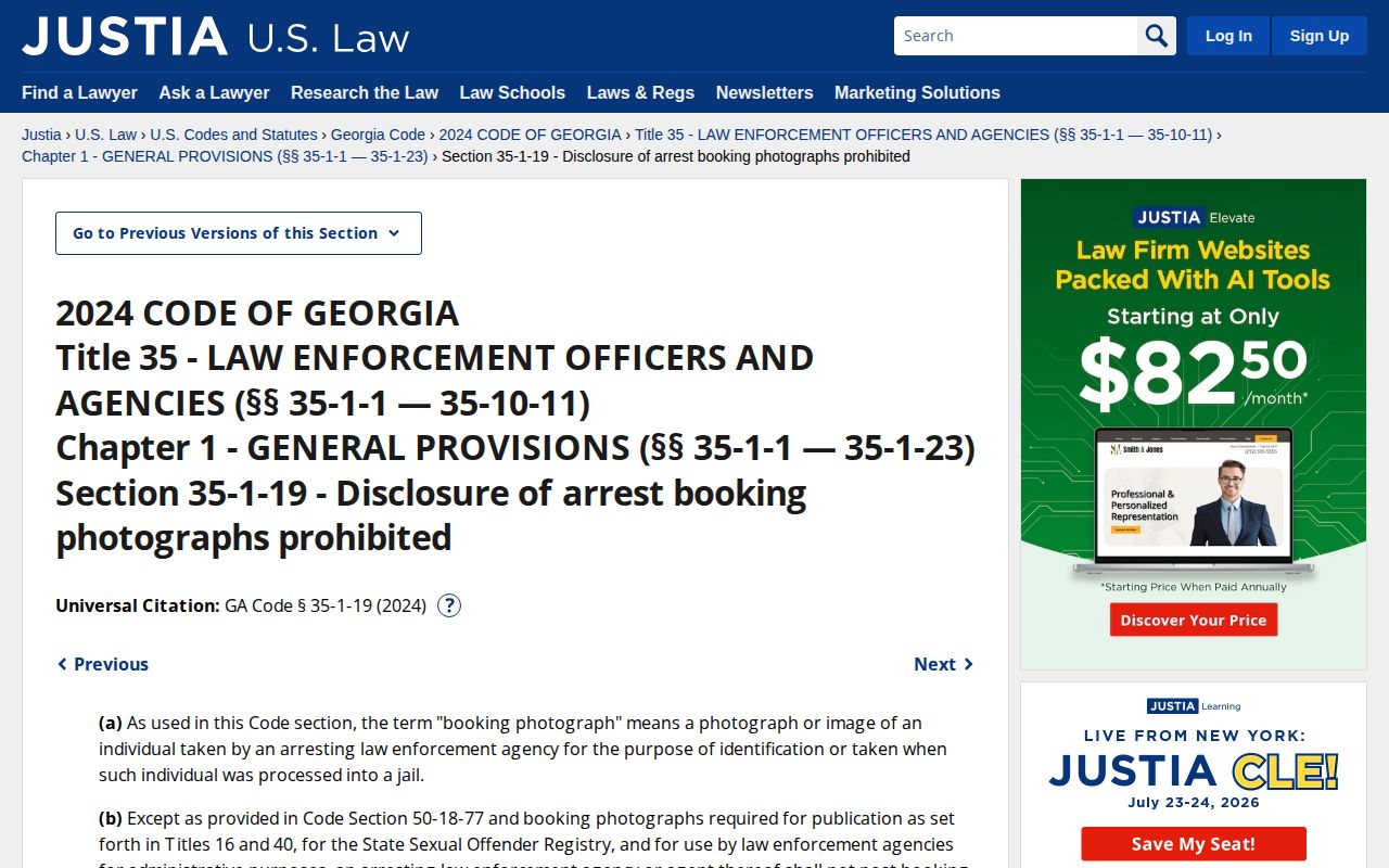 Morgan County booking photo release restriction Georgia Code